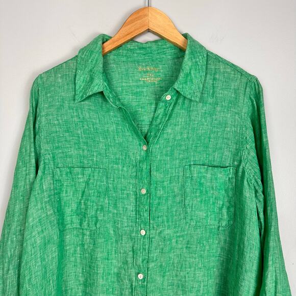 Lilly Pulitzer Sea View Button Down Breezy Linen Top Spearmint Green Size XXL - Picture 10 of 14